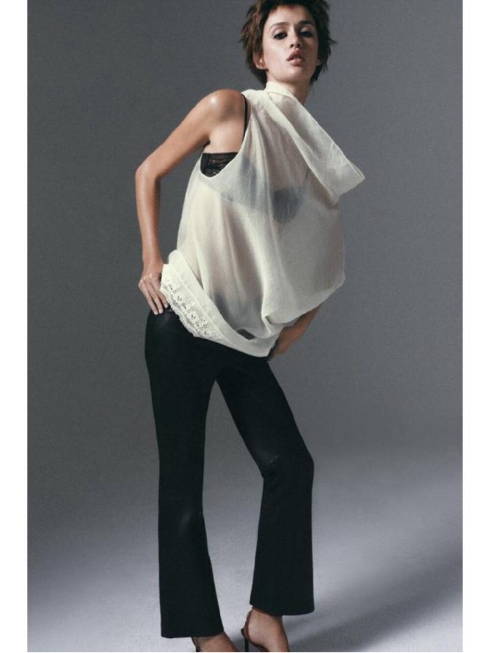 ZARA ORGANZA LACE TOP - Picture 5 of 6